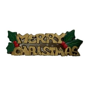 Gold and Green Holiday Decor Merry Christmas Sign